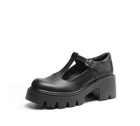 DREAM PAIRS Escarpins Femme Mary Janes à Plateforme, Talon Bloc Confortable, Bout Rond Fermé, Style Rétro Y2K, Chaussures Femme pour Usage Quotidien,Size 38.5,Noir-PU,DWUMPU2571