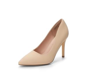DREAM PAIRS Escarpins Femme Talon Aiguille Sexy, Chaussures à Bout Pointu Confortables avec Semelle Antidérapante - Talon Haut 10 cm,Size 40,Nue/Nubuck