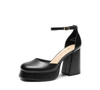 DREAM PAIRS Escarpins Femme Talon Haut Chunky avec Plateforme, Chaussures Habillées Confortables avec Bride Cheville pour Soirée ou Fête