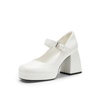 DREAM PAIRS Escarpins Femme Talon Haut Mary Jane à Bout Carré Style Y2K avec Plateforme Confort Chaussures Lolita,Size 39,Blanc-PU,SDPU2331W