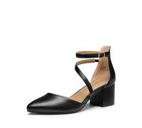 DREAM PAIRS Escarpins Femmes Chaussures à Talons Elégantes pour Femmes Bout Fermé Escarpin Antidérapante Ajustement réglable SDPU2354W,Size 40,Noir-PU,SDPU2354W