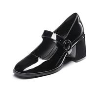 DREAM PAIRS Escarpins Femmes Elégante Mary Jane Dame à Talon Chaussures Cheville Boucle Ronde Antidérapante en TPR Escarpin Confortable,Size 36.5,Noir Brillant,SDPU2232W