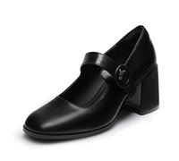 DREAM PAIRS Escarpins Femmes Elégante Mary Jane Dame à Talon Chaussures Cheville Boucle Ronde Antidérapante en TPR Escarpin Confortable,Size 40.5,Noir/PU,SDPU2232W