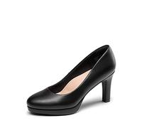 DREAM PAIRS Escarpins pour Femmes Chaussures habillées à Talons Hauts épais Boucle Escarpins à Bout Rond, Escarpins à Talons épais pour Femmes Noir-PU SDPU2365W-E Taglia 37 (EUR)