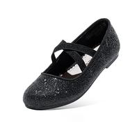 DREAM PAIRS Kids Ballerines Fille Princesse Jolies Chaussures Plates à Paillettes pour Filles Confortable Noir ANGIE-2-NEW-E Taille 31 (EUR)