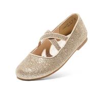 DREAM PAIRS Kids Ballerines Fille Princesse Jolies Chaussures Plates à Paillettes pour Filles Confortable Or ANGIE-2-NEW-E Taille 33 (EUR)