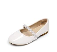 DREAM PAIRS Kids Ballerines Fille Sangle Chaussures Plates Mary Jane Princesse École Confortable Blanc-Pat SERENA-100-KIDS-NEW-E Taille 32 (EUR)