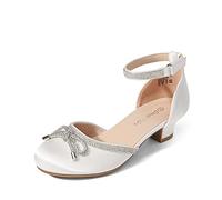 DREAM PAIRS Kids Ballerines Fille Scintillant Chaussures Plates pour Filles à Petit Talon Confortable pour Fête Mariage,Size 28,Blanc,SDFL2318K