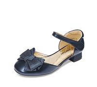 DREAM PAIRS Kids Ballerines Filles à Talon Bloc Confortables Chaussures de Princesse Surmontées d’Un Nœud Scintillant,Size 37.5,Marine,SDFL2314K