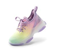 DREAM PAIRS Kids Baskets pour Enfants Chaussures de Sport pour Filles Garçons Antidérapants Semelle Extérieure en Gelée Respirante SDFS2303K,Size 36,Arc-en-Ciel/Violette,SDFS2303K