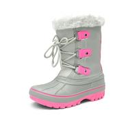 DREAM PAIRS KIDS Bottes de Neige pour Enfants Chaudes et Confortable Bottes de Hiver Antidérapante avec Coque Imperméable,Size 37.5,Gris/Fuchsia,FORESTER