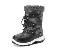 DREAM PAIRS Kids Bottes de Neige pour Enfants Imperméables et Antidérapantes Bottes de Hiver Chaude pour Garçons Filles,Size 32,Noir Blanc,SDSB2228K