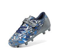 DREAM PAIRS Kids Chaussures Crampons de Football Enfants Tige Souple avec Une Sensation de Sensibilité Protection Optimale pour Garçons et Filles Gris/Bleu SDSO2307K Taille 30
