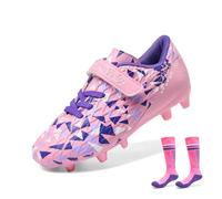 DREAM PAIRS Kids Chaussures Crampons de Football Enfants Tige Souple avec Une Sensation de Sensibilité Protection Optimale pour Garçons et Filles Rose/Violet SDSO2307K Taille 32