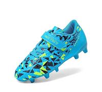 DREAM PAIRS Kids Chaussures Crampons de Football Enfants Tige Souple avec Une Sensation de Sensibilité Protection Optimale pour Garçons et Filles Bleu Royal/Vert NÉON SDSO2307K Taille 38.5