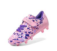DREAM PAIRS Kids Chaussures Crampons de Football Enfants Tige Souple avec Une Sensation de Sensibilité Protection Optimale pour Garçons et Filles Rose/Violet SDSO2307K Taille 33.5