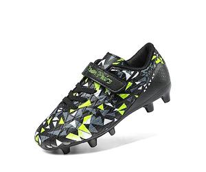 DREAM PAIRS Kids Chaussures Crampons de Football Enfants Tige Souple avec Une Sensation de Sensibilité Protection Optimale pour Garçons et Filles Noir/Vert SDSO2307K Taille 32
