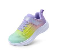 DREAM PAIRS Kids Chaussures de Course Enfant Garçon Fille Baskets Sport Légères et Confortables, Chaussures Enfants pour École et Activités Sportives,Size 35,Vert/Jaune/Violet,SDRS2411K