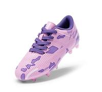 DREAM PAIRS Kids Chaussures de Football pour Enfants Durable Chaussures à Crampons avec Laçage latéral pour Garçons Confortable Rose/Violet SDSO2301K Taille 28