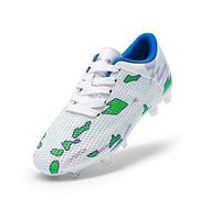 DREAM PAIRS Kids Chaussures de Football pour Enfants Durable Chaussures à Crampons avec Laçage latéral pour Garçons Confortable Blanc/Vert SDSO2301K Taille 33.5