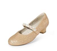 DREAM PAIRS Kids Chaussures Mary Jane pour Filles Charmantes Chaussure Petite Princesse avec Petit Talon Polyvalente et Confortable,Size 33.5,Paillettes d'or,SDFL2403K