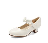 DREAM PAIRS Kids Escarpins Petite Fille Confortable avec Un Talon Bloc Robuste Chaussures Filles pour Fêtes,Size 30,Ivoire,SDFL2317K