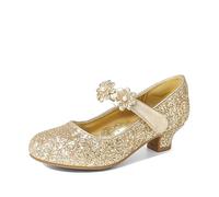 DREAM PAIRS Kids Escarpins Petite Fille Confortable avec Un Talon Bloc Robuste Chaussures Filles pour Fêtes,Size 30,Paillettes d'or,SDFL2317K