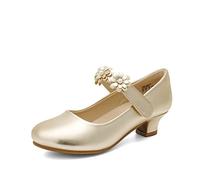 DREAM PAIRS Kids Escarpins Petite Fille Confortable avec Un Talon Bloc Robuste Chaussures Filles pour Fêtes,Size 37.5,Or,SDFL2317K