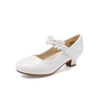 DREAM PAIRS Kids Escarpins Petite Fille Confortable avec Un Talon Bloc Robuste Chaussures Filles pour Fêtes,Size 32,Blanc,SDFL2317K