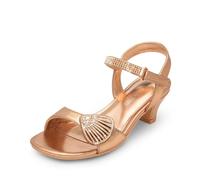 DREAM PAIRS Kids Sandales à Talons pour Filles Sangles Auto-Agrippantes Sandale Incontournable de la Fête Tendance SDSD2420K,Size 37.5,Champagne-Strass,SDSD2420K