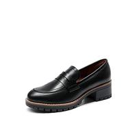 DREAM PAIRS Mocassin Femme Chaussures Plates Confortable avec Talon Mi-Haut Porter à Enfiler Mocassins Loafer,Size 41.5,Noir-PU,SDLS2319W