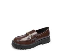 DREAM PAIRS Mocassins à plateforme épaisse à enfiler pour femme - Style décontracté - Chaussures d'affaires habillées avec soutien de la voûte plantaire, marron, 40 EU