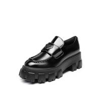 DREAM PAIRS Mocassins épais à plateforme confortables à enfiler pour femme - Style décontracté et tendance, Black-Pat, 37 EU