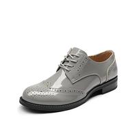 DREAM PAIRS Oxfords pour Femmes Derby Richelieu en Simili Cuir Vernis Chaussures Habillées Classiques,Size 41,Gris/Clair,SDOX2201W-E