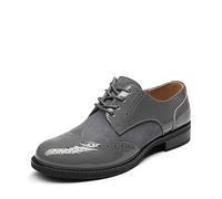 DREAM PAIRS Oxfords pour Femmes Derby Richelieu en Simili Cuir Vernis Chaussures Lacets,Size 41,Gris/Foncé,SDOX2201W-E