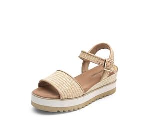 DREAM PAIRS Sandales à Talon Compensé pour Femmes Confortables Sandale Espadrilles d'Été Classique à Plateforme,Size 40.5,Raphia Naturel,DWUMPS2504