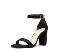DREAM PAIRS Sandales à Talons pour Femme Confortable avec Talon Bloc et Un Design Chic à Sangle Unique Sandale Durable,Size 39,SUÈDE Noir,SDHS2434W-E