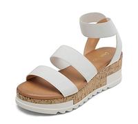 DREAM PAIRS Sandales compensées décontractées avec bride de cheville et bout ouvert pour femme, blanc (Blanc 1), 40.5 EU