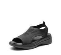 DREAM PAIRS Sandales de Sport à Bout Ouvert Respirantes et Confortables Sandale d’été pour Femmes Antidérapantes,Size 43,Noir,DWUMST2508