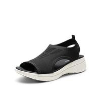 DREAM PAIRS Sandales de Sport à Bout Ouvert Respirantes et Confortables Sandale d’été pour Femmes Antidérapantes,Size 41.5,Noir Blanc,DWUMST2508