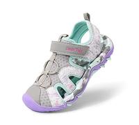 DREAM PAIRS Sandales De Sport De Été pour Garçons Et Filles pour Enfants Athlétiques en Plein Air,Size 38,Gris Clair/Violet,SDAS2305K-E