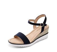 DREAM PAIRS Sandales Femme Été Compensées Espadrilles Plateforme Confortables Bride Cheville Boucle Ajustable Chaussures Été Femme Plage Vacances Élégantes,Size 41,Marine,SDPW2342W-E