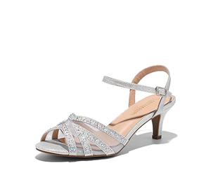 DREAM PAIRS Sandales Femmes à Talons Bas Chaussures à Paillettes Chaussure de Danse Talons Hauts pour Femmes Sandale à Talon Aiguille NINA-166,Size 40,Argent,NINA-166