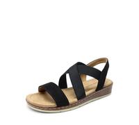 DREAM PAIRS Sandales Plates à la Mode pour Femme à Brides Chics Sandale décontractées d'été Confortable,Size 36.5,Suède-Noir,DWUMFS2505