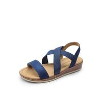 DREAM PAIRS Sandales Plates à la Mode pour Femme à Brides Chics Sandale décontractées d'été Confortable,Size 37,Marine,DWUMFS2505