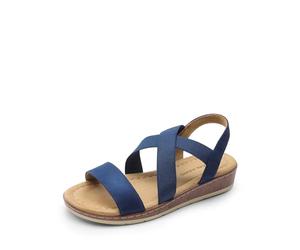 DREAM PAIRS Sandales Plates à la Mode pour Femme à Brides Chics Sandale décontractées d'été Confortable,Size 38.5,Marine,DWUMFS2505