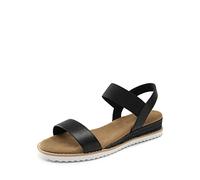DREAM PAIRS Sandales Plates Femme avec Brides Élastiques, Sandales d'Été Confortables à Petit Talon Compensé, Chaussures Légères Antidérapantes pour Marche,Size 42,Noir,SDPW2310W-E