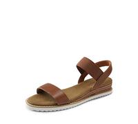DREAM PAIRS Sandales Plates Femme avec Brides Élastiques, Sandales d'Été Confortables à Petit Talon Compensé, Chaussures Légères Antidérapantes pour Marche,Size 41,Brun,SDPW2310W-E