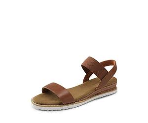 DREAM PAIRS Sandales Plates Femme avec Brides Élastiques, Sandales d'Été Confortables à Petit Talon Compensé, Chaussures Légères Antidérapantes pour Marche,Size 40,Brun,SDPW2310W-E