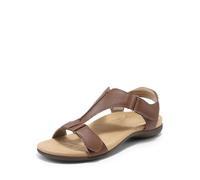 DREAM PAIRS Sandales Plates pour Femmes Confortables Sandale d’été Pratiques et Elégantes,Size 41.5,Brun,DWUMFS2508